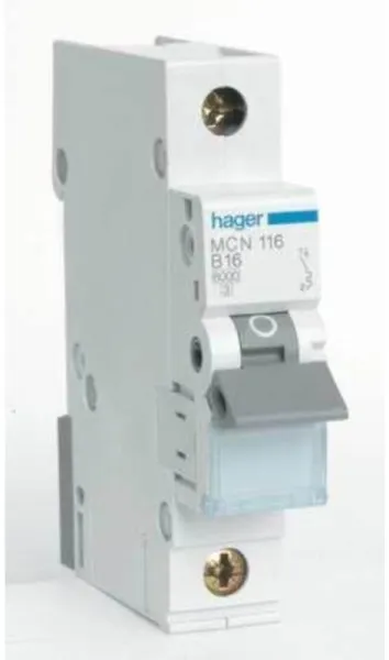 Hager Automatsäkring 1P 16A C kar 6kA