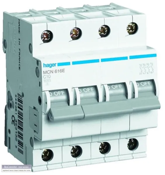 Hager Automatsäkring 3P+N 50A C-karakteristik