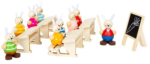 Small Foot - Wooden Dollhouse Rabbits School Classroom Playset