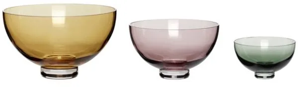 Hübsch Radiant Skålar Beige/Rosa/Grön Set om 3